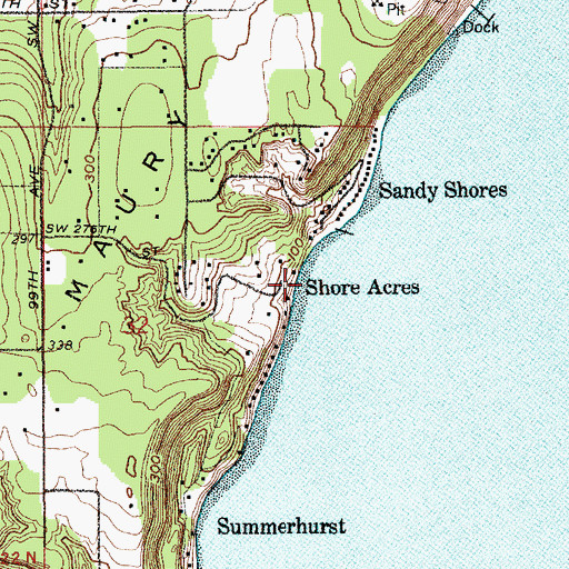 Topographic Map of Shore Acres, WA