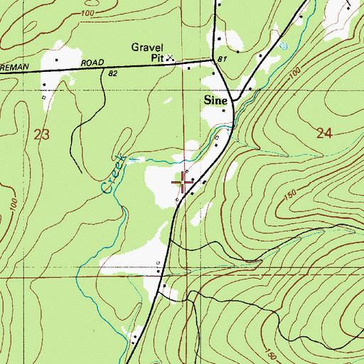 Topographic Map of Sine, WA