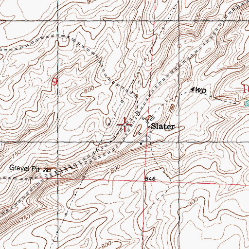 Topographic Map of Slater, WA