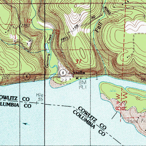 Topographic Map of Stella, WA