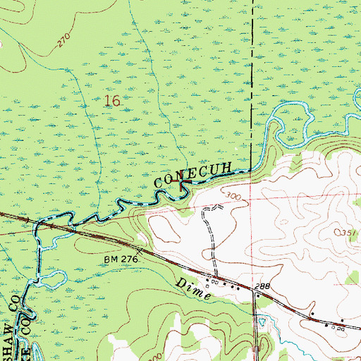 Topographic Map of Cedar Creek, AL