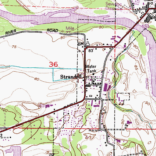 Topographic Map of Strandell, WA