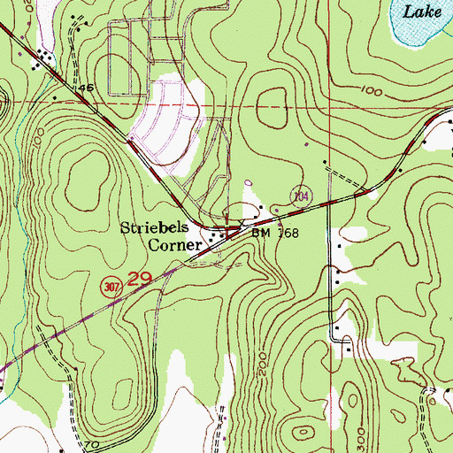 Topographic Map of Striebels Corner, WA