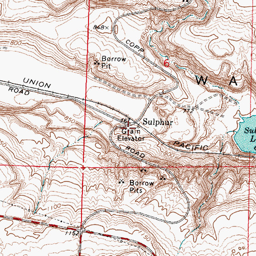 Topographic Map of Sulphur, WA
