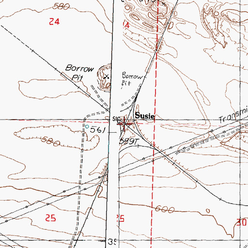 Topographic Map of Susie, WA