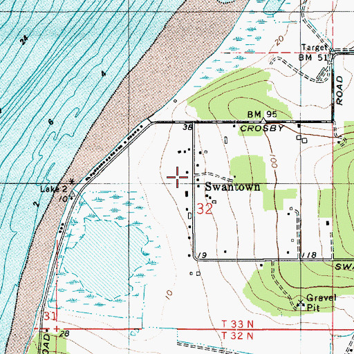 Topographic Map of Swantown, WA