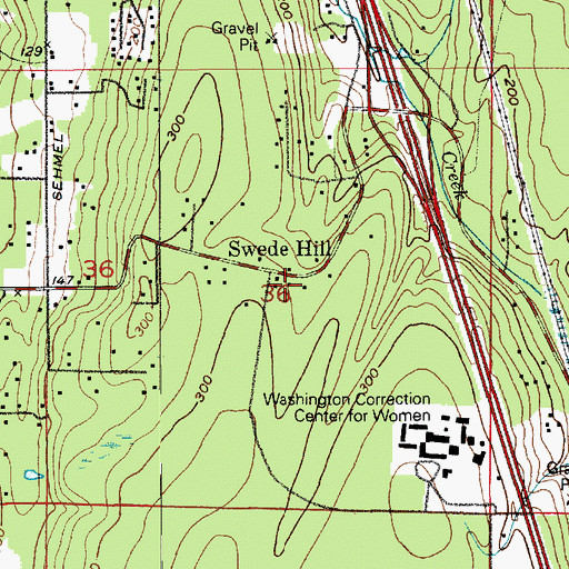 Topographic Map of Swede Hill, WA