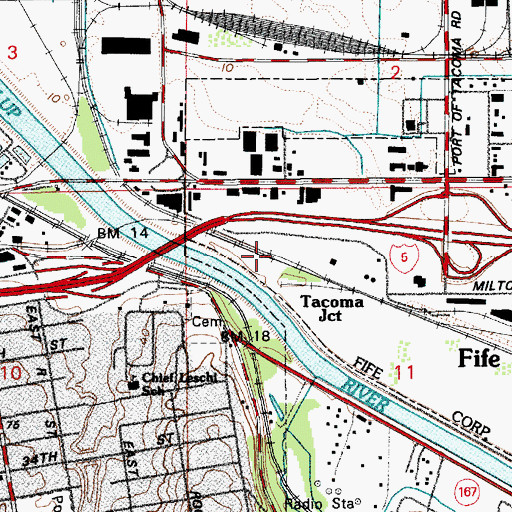 Topographic Map of Tacoma Junction, WA