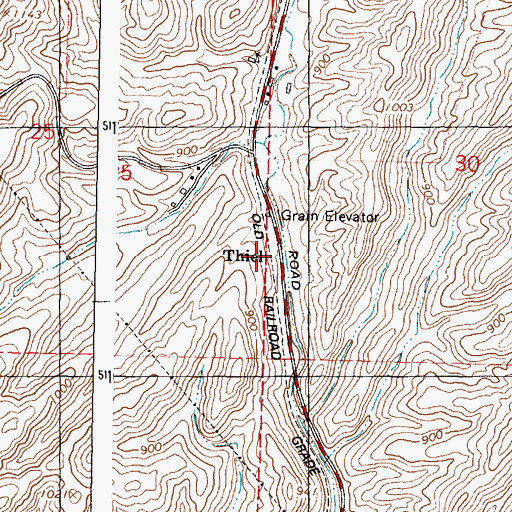 Topographic Map of Thiel, WA