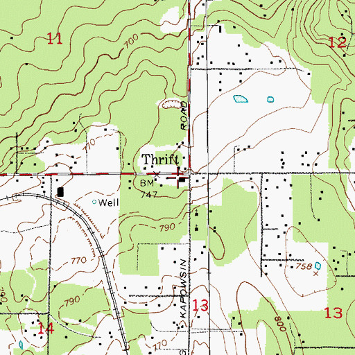 Topographic Map of Thrift, WA