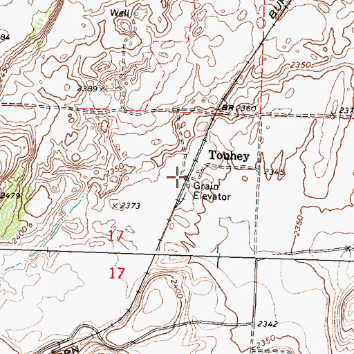 Topographic Map of Touhey, WA