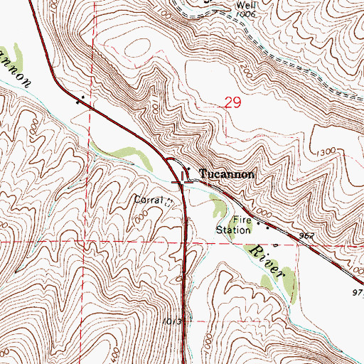 Topographic Map of Tucannon, WA