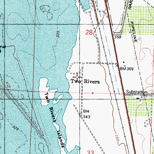Topographic Map of Two Rivers, WA