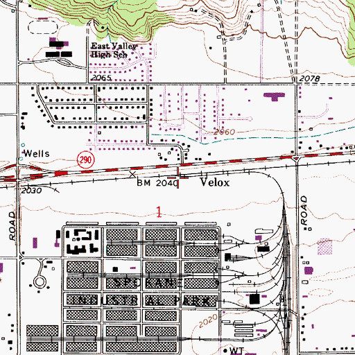 Topographic Map of Velox, WA