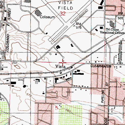 Topographic Map of Vista, WA