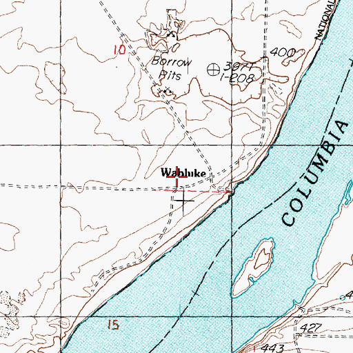 Topographic Map of Wahluke, WA