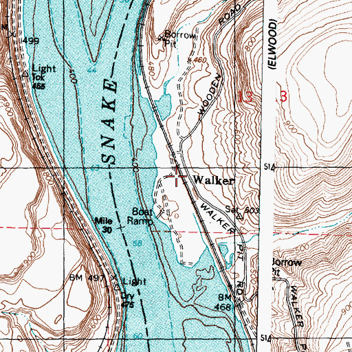 Topographic Map of Walker, WA