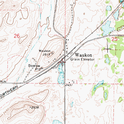 Topographic Map of Waukon, WA