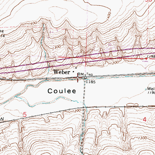 Topographic Map of Weber, WA