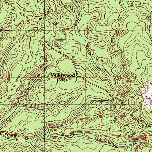 Topographic Map of Weikswood, WA