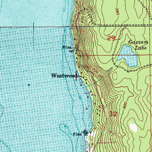 Topographic Map of Westwood, WA