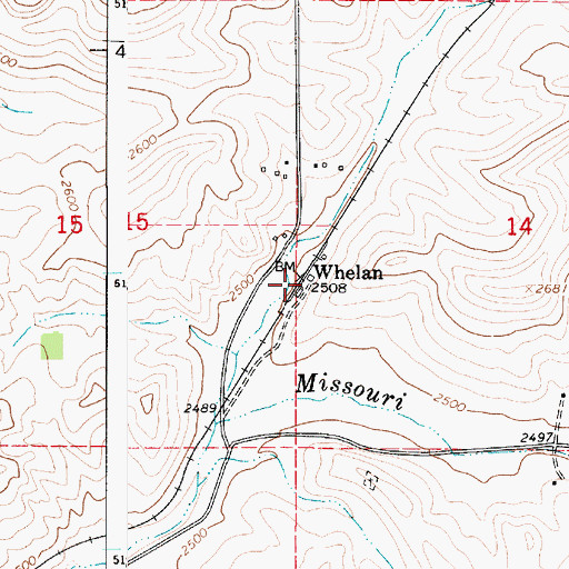 Topographic Map of Whelan, WA