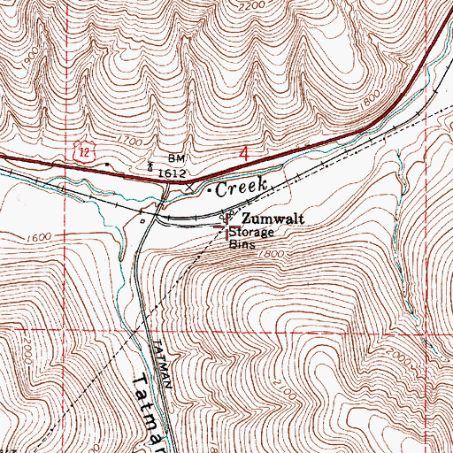 Topographic Map of Zumwalt, WA