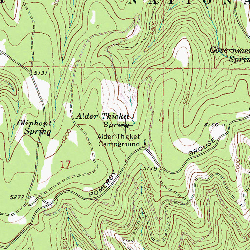 Topographic Map of Alder Thicket Spring, WA