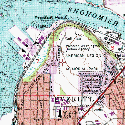 Topographic Map of American Legion Memorial Park, WA