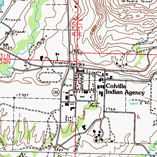 Topographic Map of Colville Indian Agency, WA