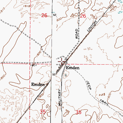 Topographic Map of Emden, WA