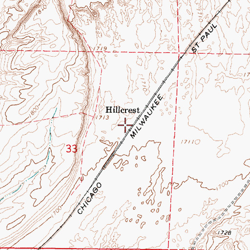 Topographic Map of Hillcrest, WA