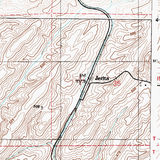 Topographic Map of Jerita, WA