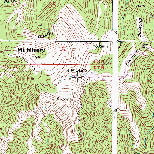 Topographic Map of Kelly Camp, WA