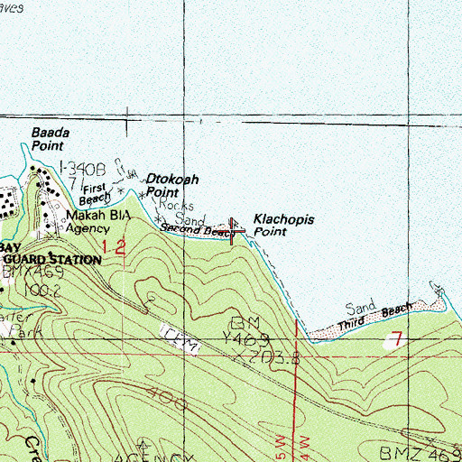 Topographic Map of Klachopis Point, WA