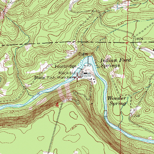 Topographic Map of Klickitat State Fish Hatchery, WA
