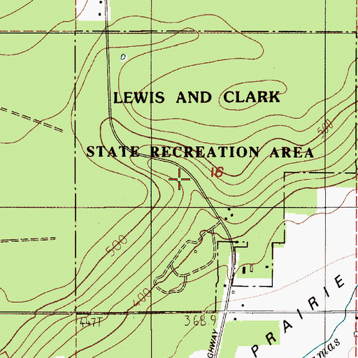 Topographic Map of Lewis and Clark State Park, WA