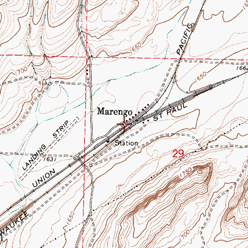 Topographic Map of Marengo, WA