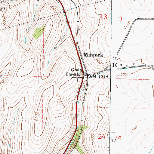 Topographic Map of Minnick, WA