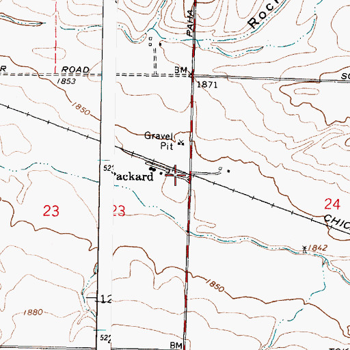 Topographic Map of Packard, WA
