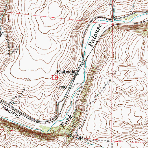 Topographic Map of Risbeck, WA
