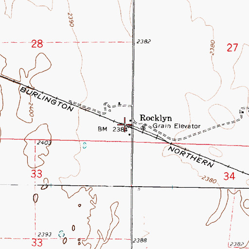 Topographic Map of Rocklyn, WA