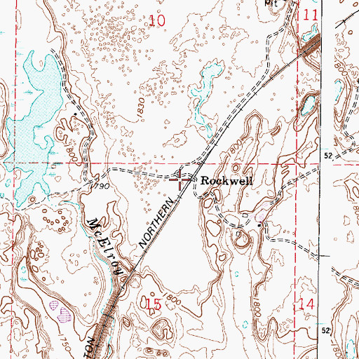 Topographic Map of Rockwell, WA
