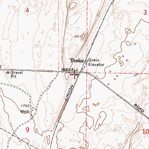 Topographic Map of Teske, WA
