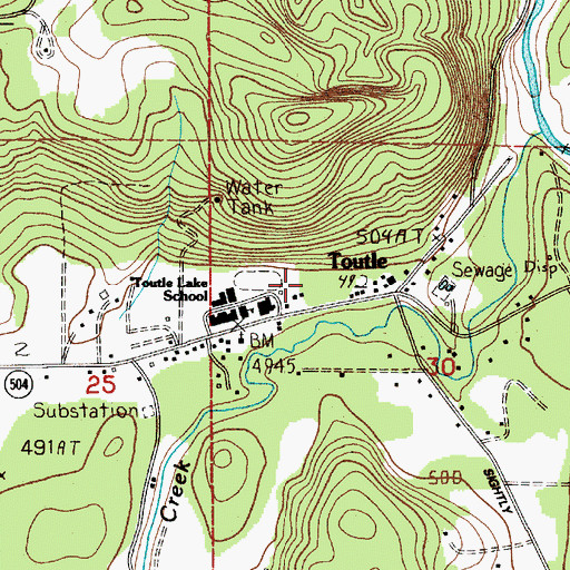 Topographic Map of Toutle, WA