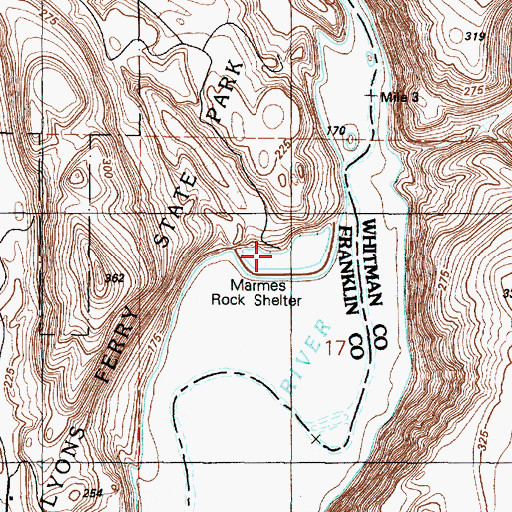 Topographic Map of Marmes Rock Shelter, WA