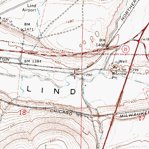 Topographic Map of East Lind, WA