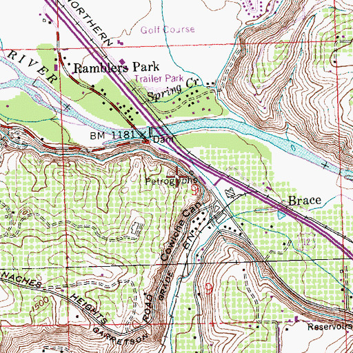 Topographic Map of Indian Painted Rocks State Park, WA