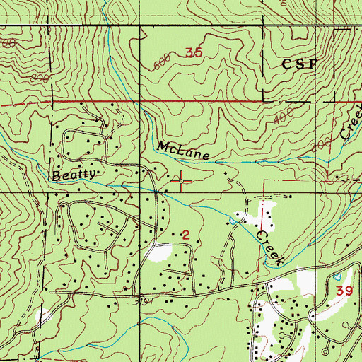 Topographic Map of Beatty Creek, WA