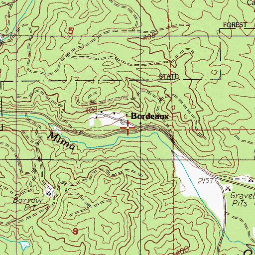 Topographic Map of Bordeaux, WA